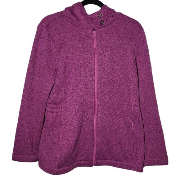 T by Talbots Womens Purple Fleece Full Zip Jacket Size Medium Activewear Outdoor - Picture 1 of 10